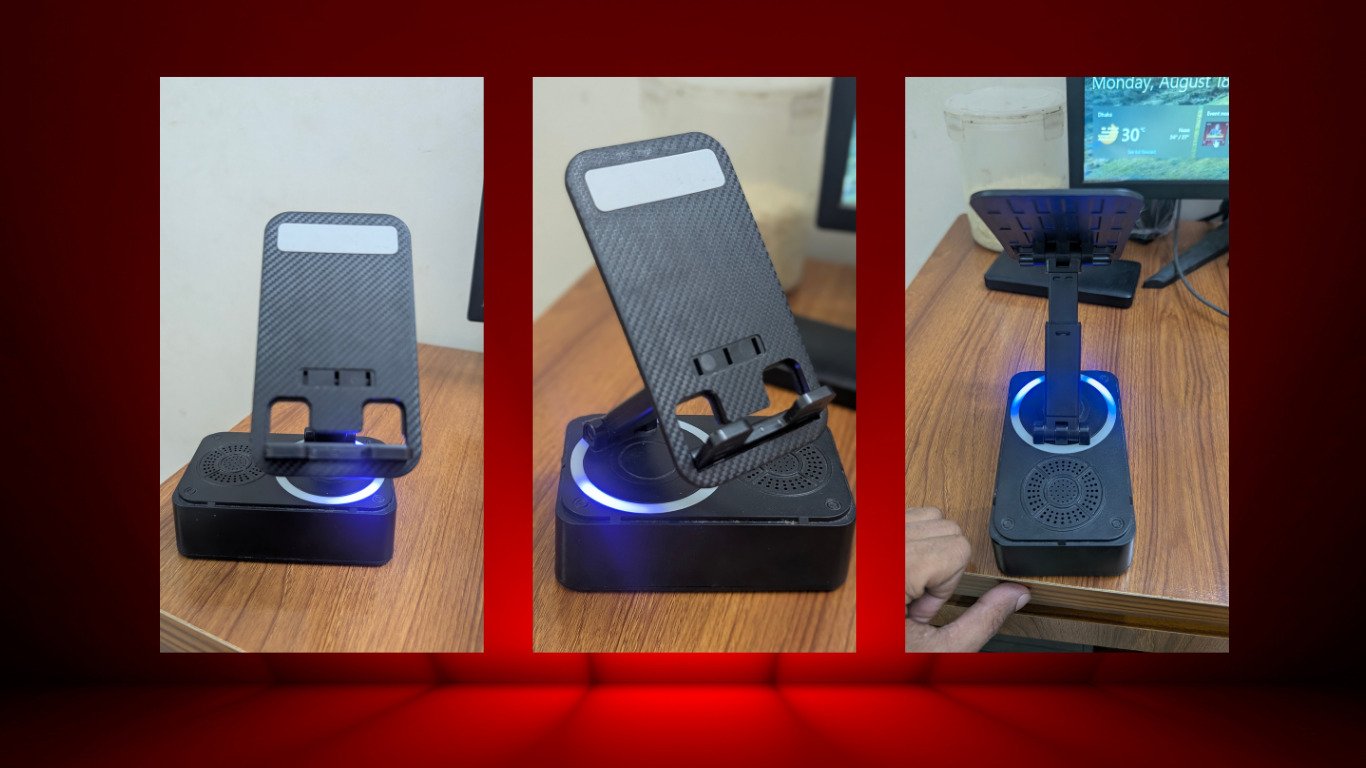 K98 Rotating Foldable Cell Phone Stand with Bluetooth Speaker