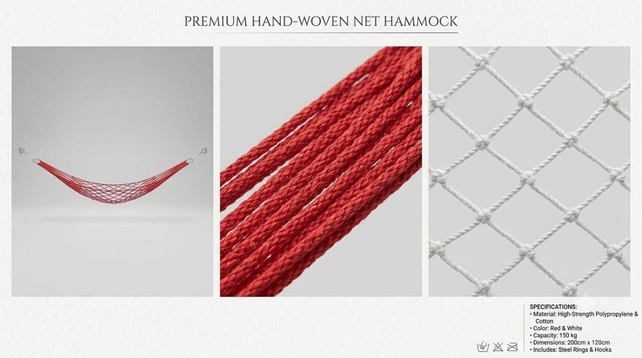 Premium Hand-Woven Net Hammock - Image 2